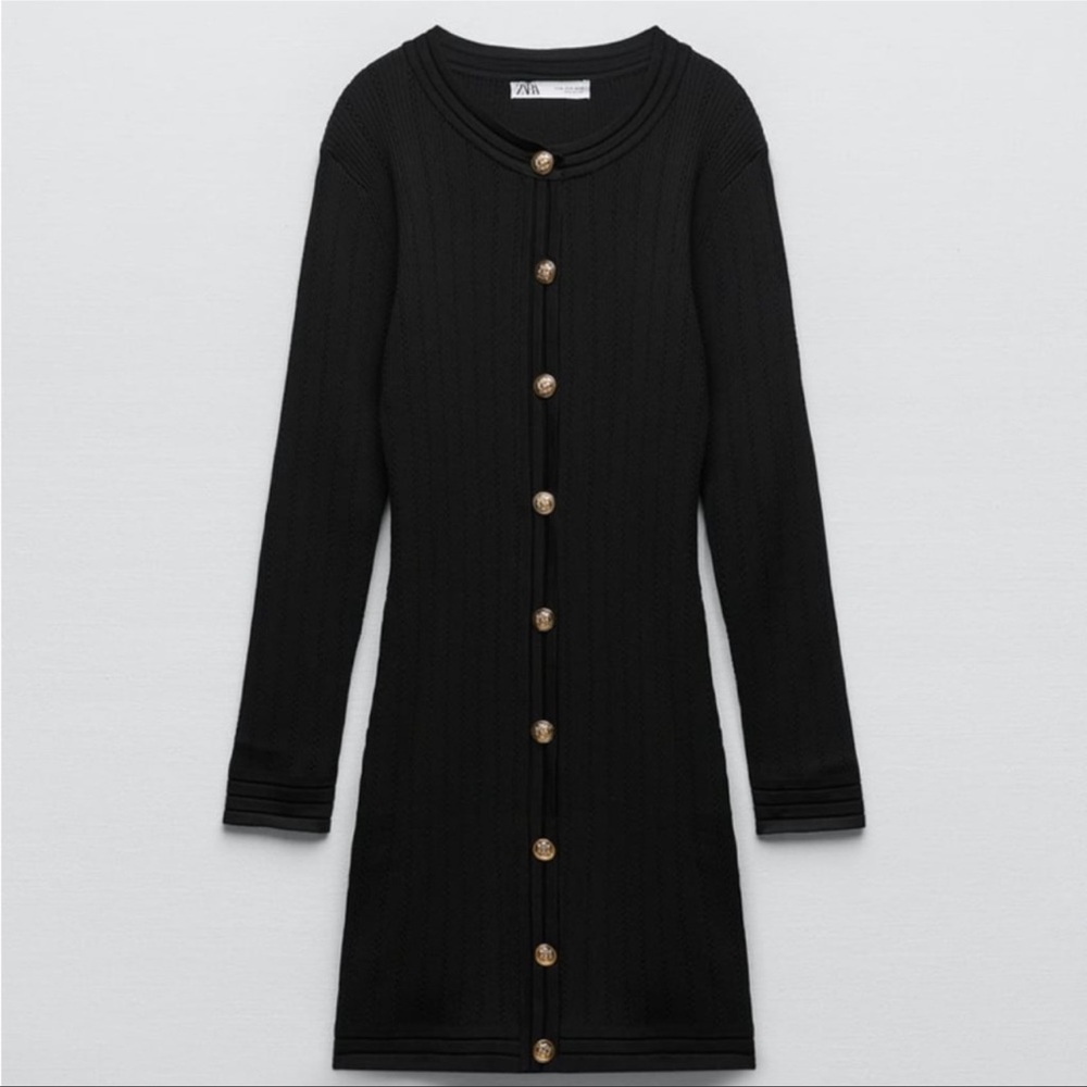 Zara Gold Button Knit Dress